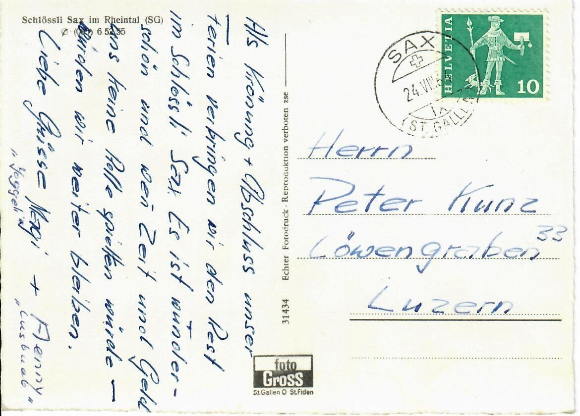 Cartoline postali: Schlössli Sax im Rheintal – Usato da Hochdorf venduto da Ziegel-16 1