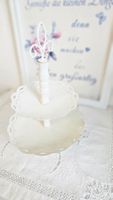 Kleine Shabby Chic Etagere, 2-stufig, weiss, Metall