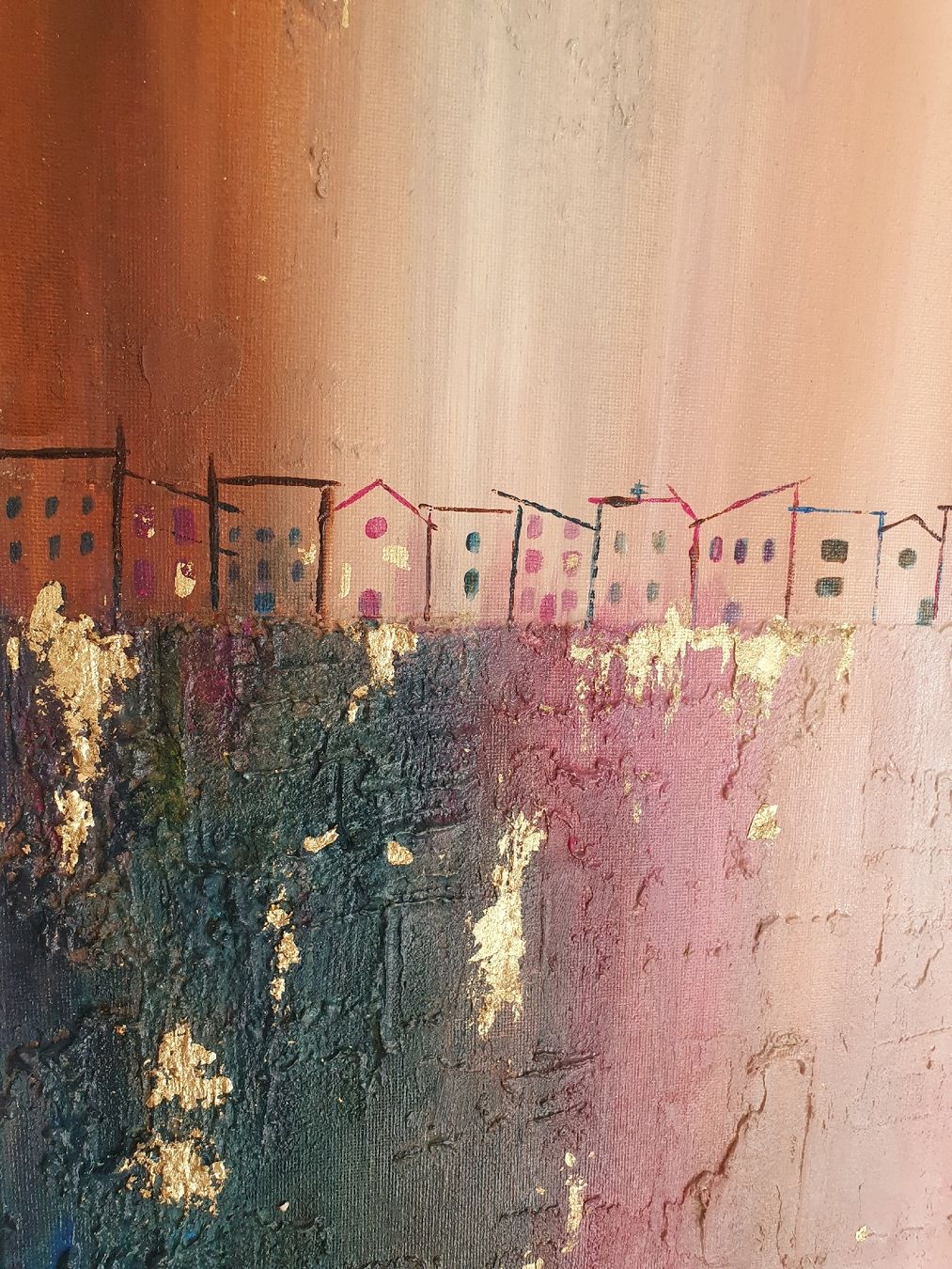 Dipinti: Abstract Painting - Gold Leaf Accent! – Nuovo (secondo la descrizione) da Klingnau venduto da Soldekorarte 2