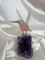 Bergkristall Rosenquarz Vogel Kolibri