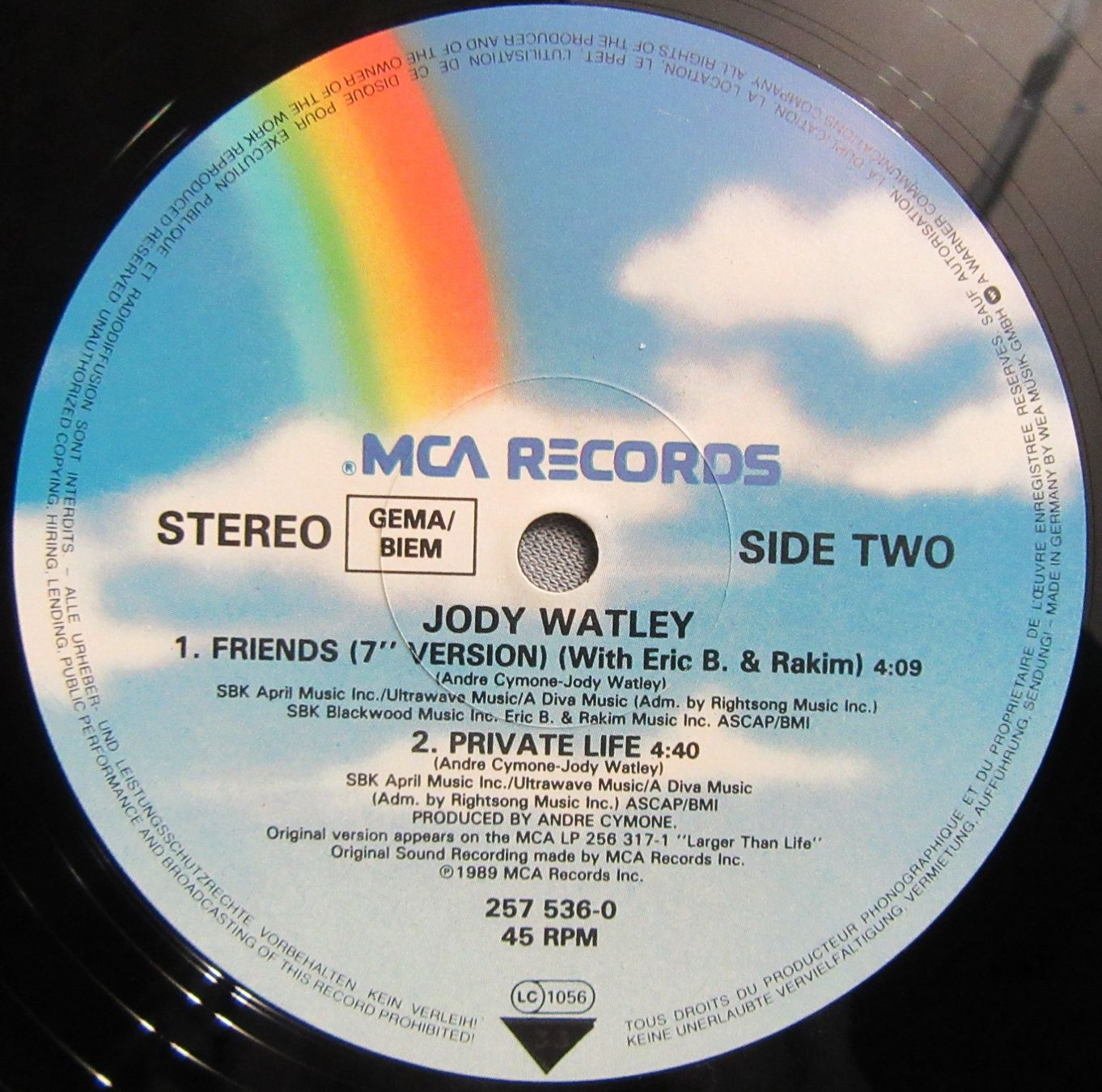 Schallplatten: Jody Watley with Eric B. & Rakim - Friends - LP – Gebraucht aus Auenstein von Padabimbim 4