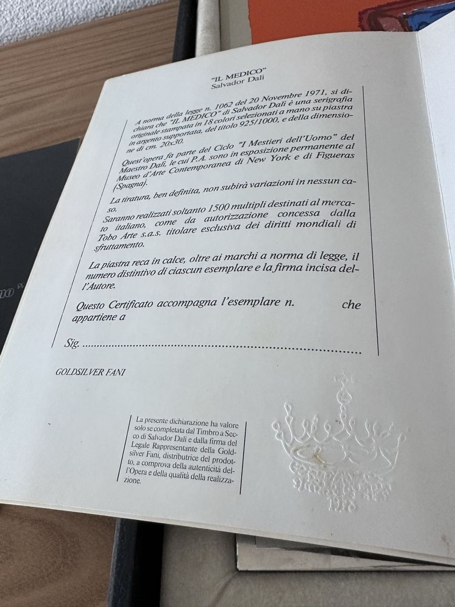 Dipinti: Salvador Dalí "Il Medico" on silver. With Cert – Usato da Zürich venduto da Ddechkovd 5
