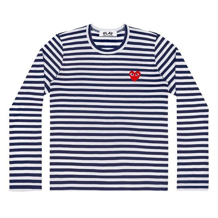 Comme Des Garcons T-shirt: Comme des Garçons PLAY-Damen-Navy/Weiss Medium – Nuovo e nell'imballaggio originale da Zürich venduto da DClaudia