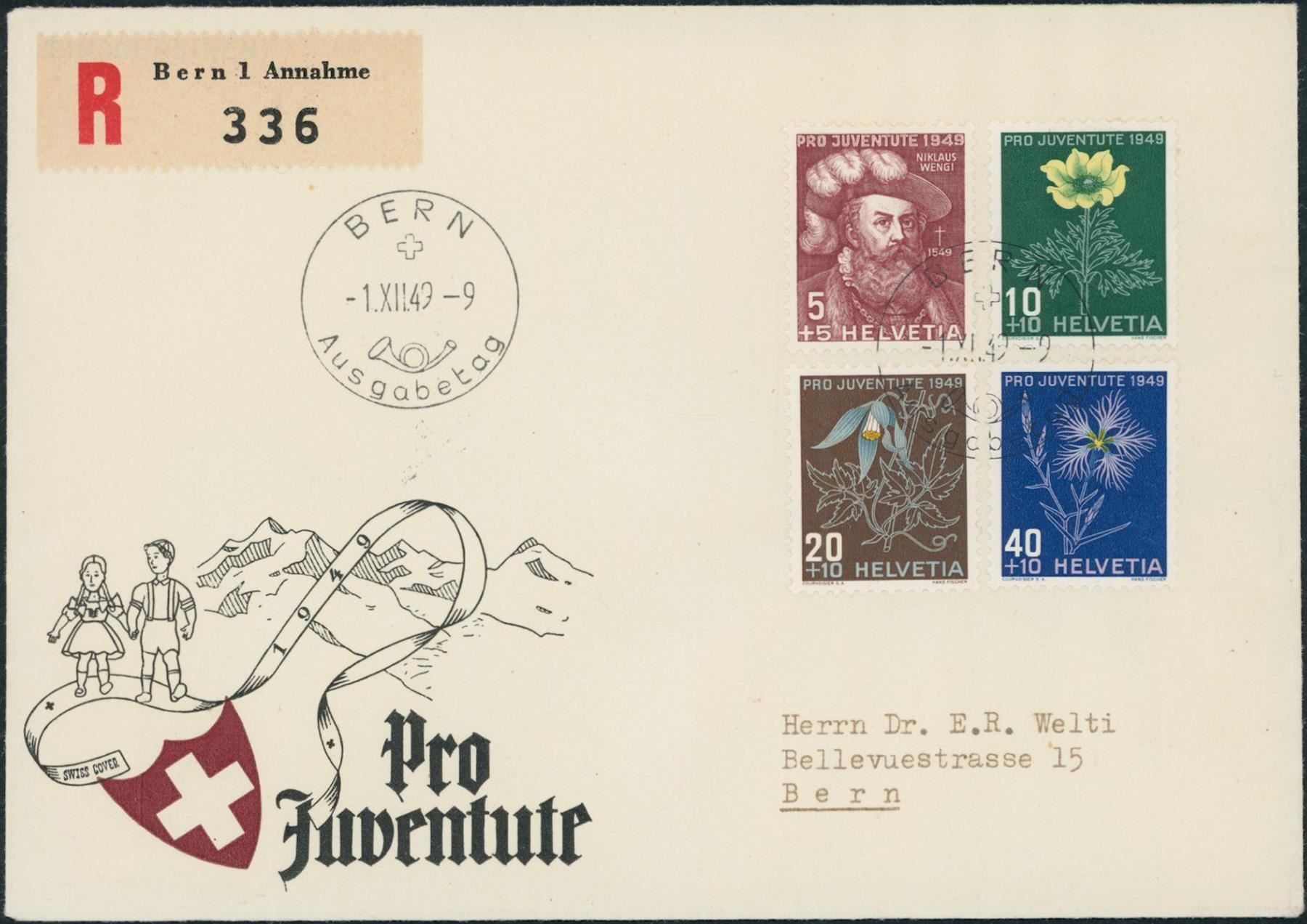 Alle Briefmarken: 1949 - Pro Juventute - FDC ET • dt – Gebraucht aus Schindellegi von leecollect