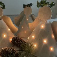 Décoration de Noël: 3 Anges en feutrine lumineux