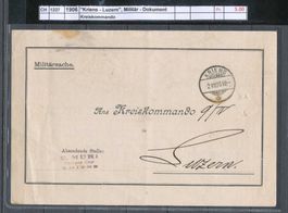 1906 "Kriens - Luzern", Militär-Dokument, Kreiskommando