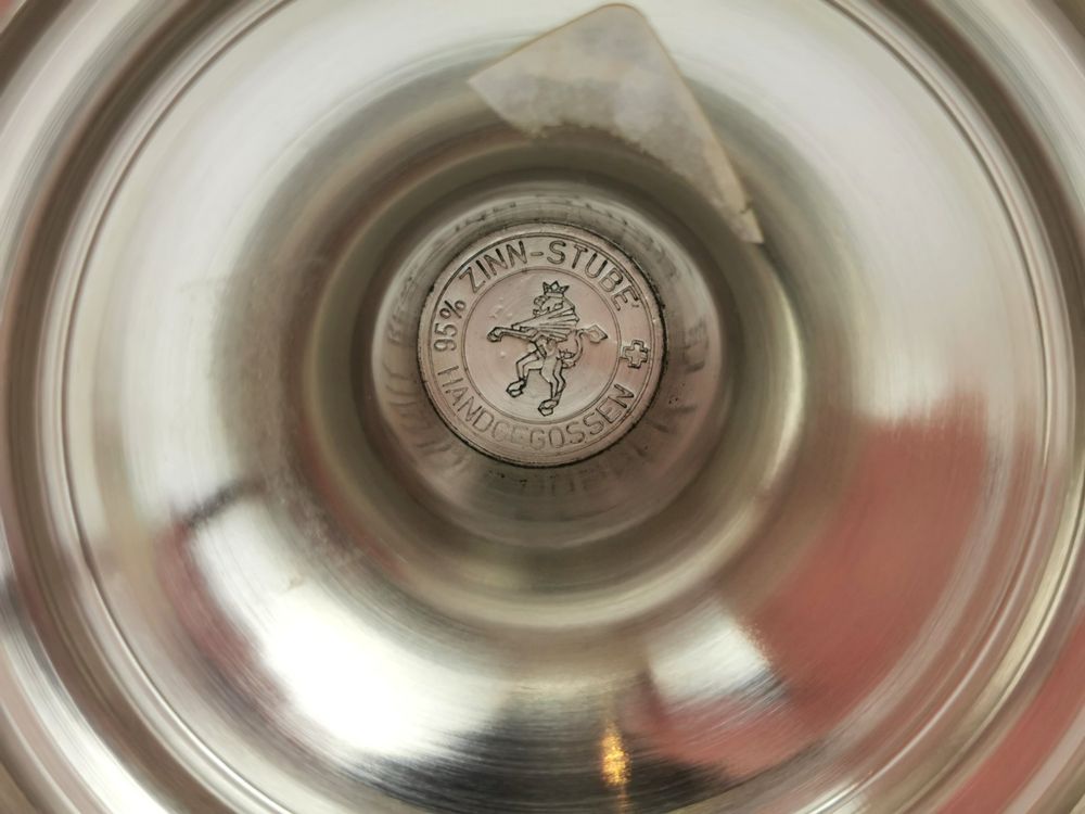 Klassisches Doppel-Tintenfass Aus Messing Mit Antikem Zinn-Finish – 17,8 Cm Durchmesser – Für Schreibtisch & Bibliothek