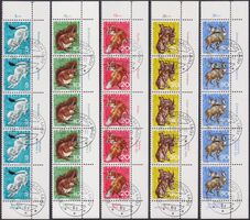 1966, J215-J219 4er-Steifen mit TABS (4 Sprachen) ET-Stempel
