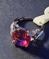 Eleganter Ring mit Turmalin, 925 versilbert Gr. 7