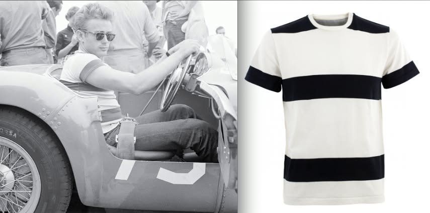 T-shirt: James Dean 3-Stripe Racing Tee, Phoenix Project, Grösse S – Usato da Bern venduto da patso