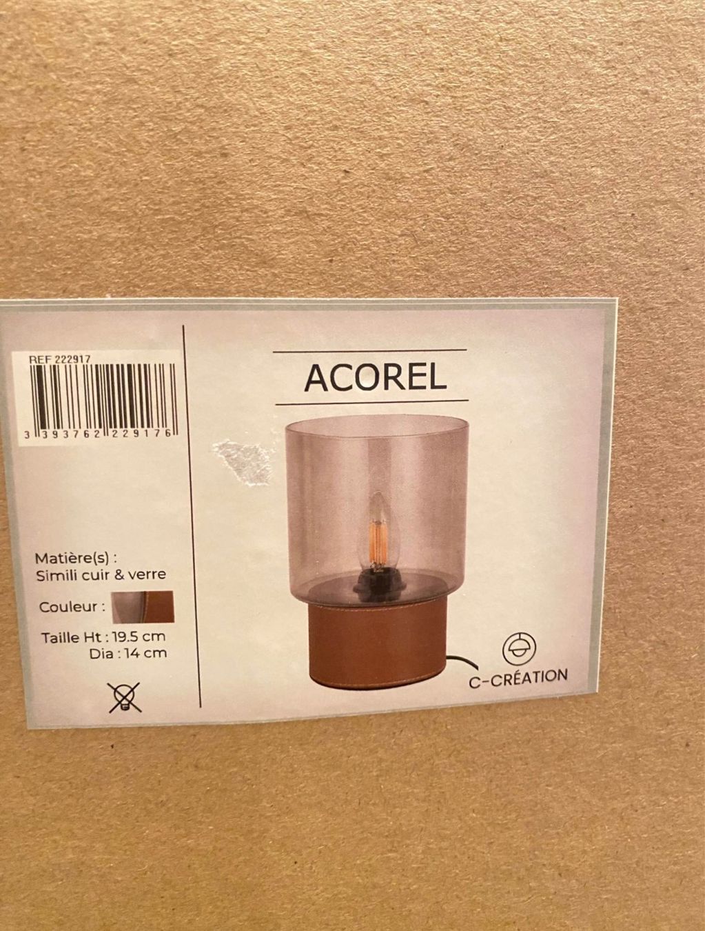 Magnifique lampe de chevet avec socle en cuir (Neu und originalverpackt ...