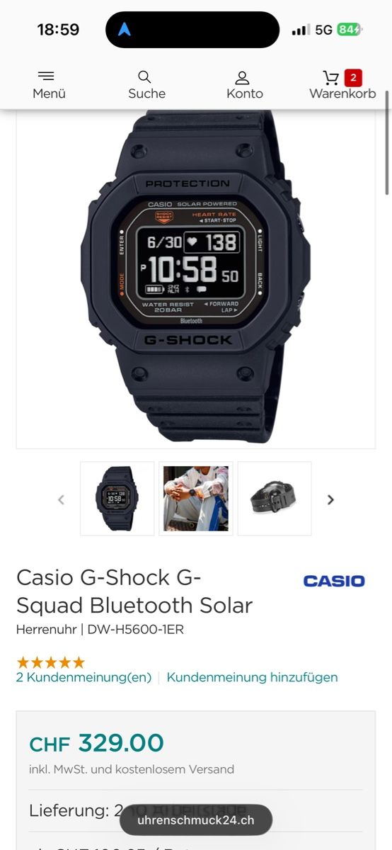 Casio Smartwatch: Casio G-Shock G- Squad Bluetooth Solar DW-H5600 – Neu und originalverpackt aus Mellingen von Guilhermefurlan 9