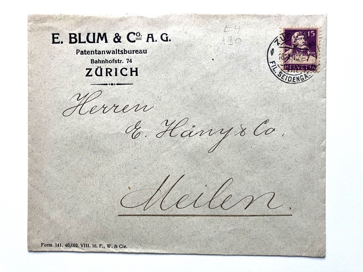 Alle Briefmarken: Perfin E4 auf Brief – Gebraucht aus Gutenswil von Antiques77