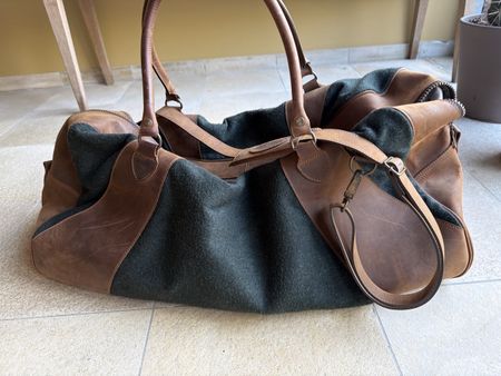 ARTIPEL Weekender Reisetasche Leder braun-grün Made in Italy