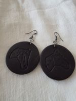 Leather Horse Earrings, New, Statement Jewelry, Women