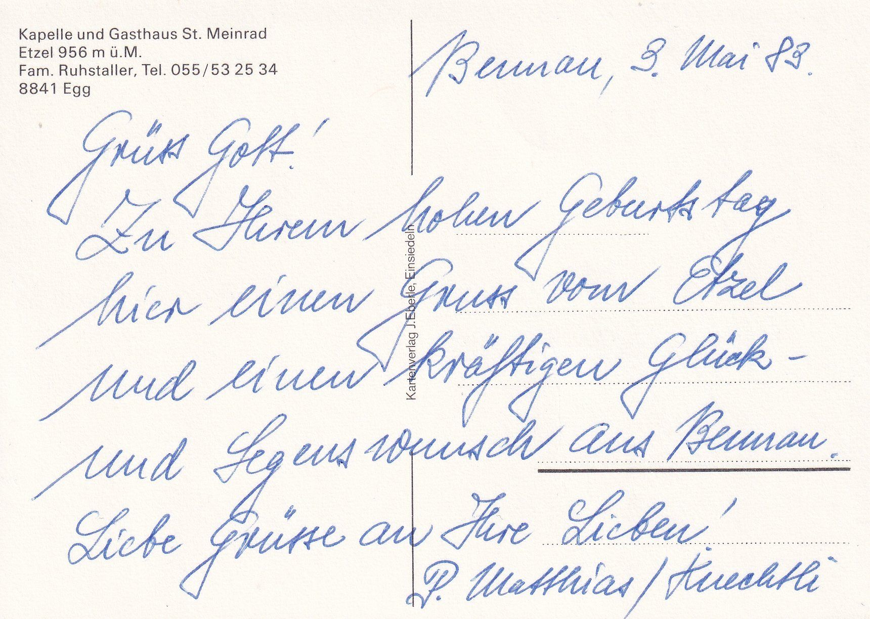 Cartoline postali: Egg SZ - Gasthaus St. Meinrad /ay – Usato da Hombrechtikon venduto da Rudolf07 1
