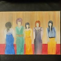 Encaustic Bild, kleine Modeschau 30 x 40 cm