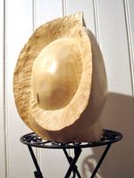 Ahorn Skulptur Massiv Holz Figur geschnitzt Kugel Flamme