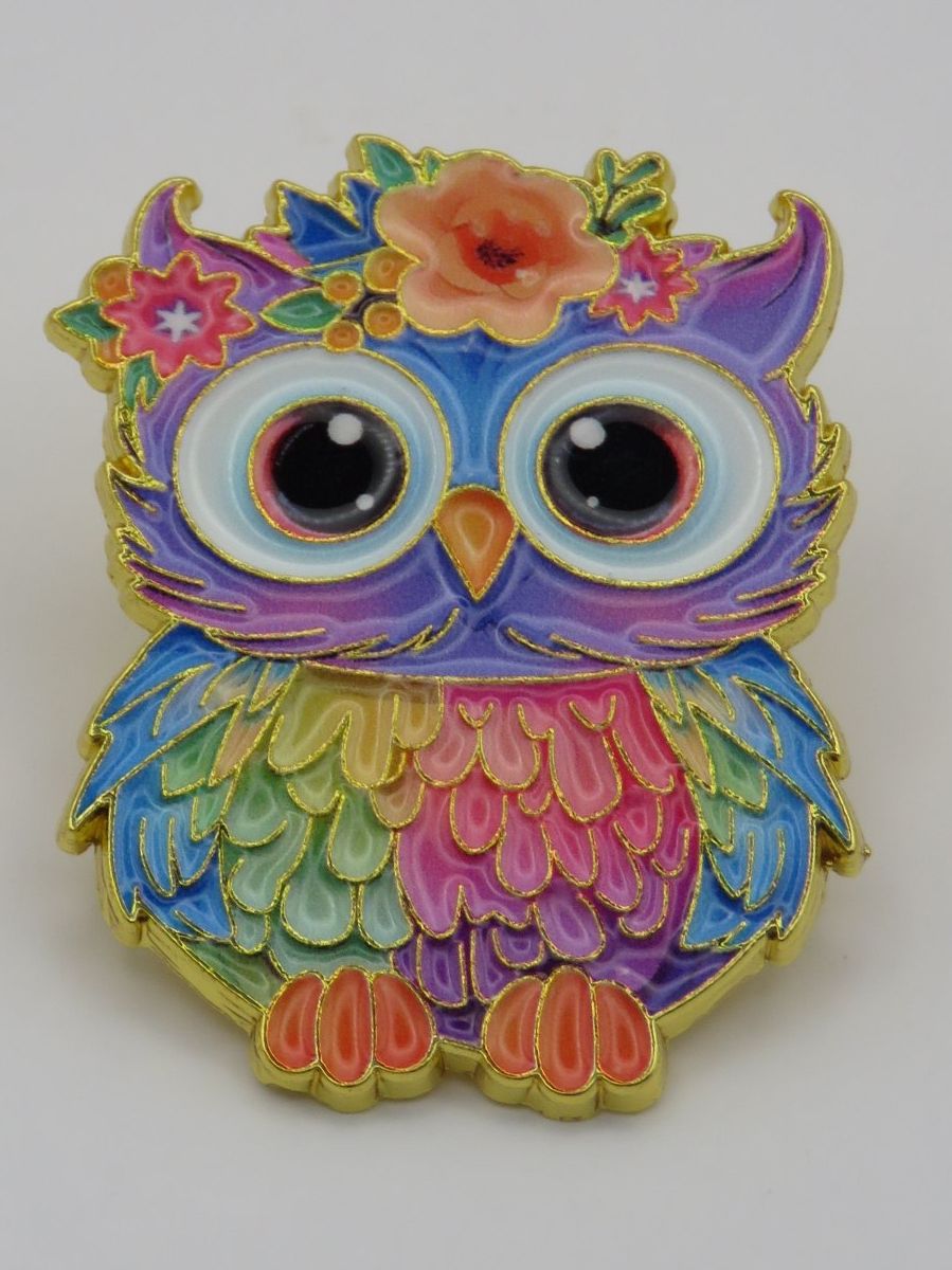 Spille & Fermagli: Ansteck Pin - Bunte EULE - Emaille -  3,3x2,5cm – Nuovo e nell'imballaggio originale da Grenchen venduto da Yamahwildstar16 1