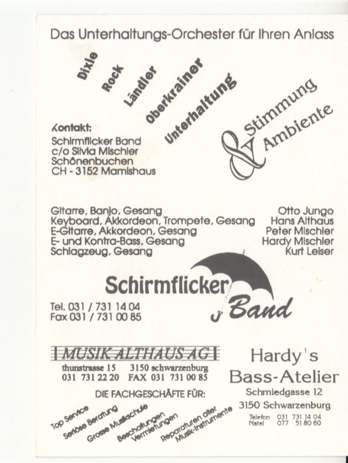 Cartoline postali: Schirmflicker Band ca. 1995 – Usato da Bürglen TG venduto da StampGraf 1