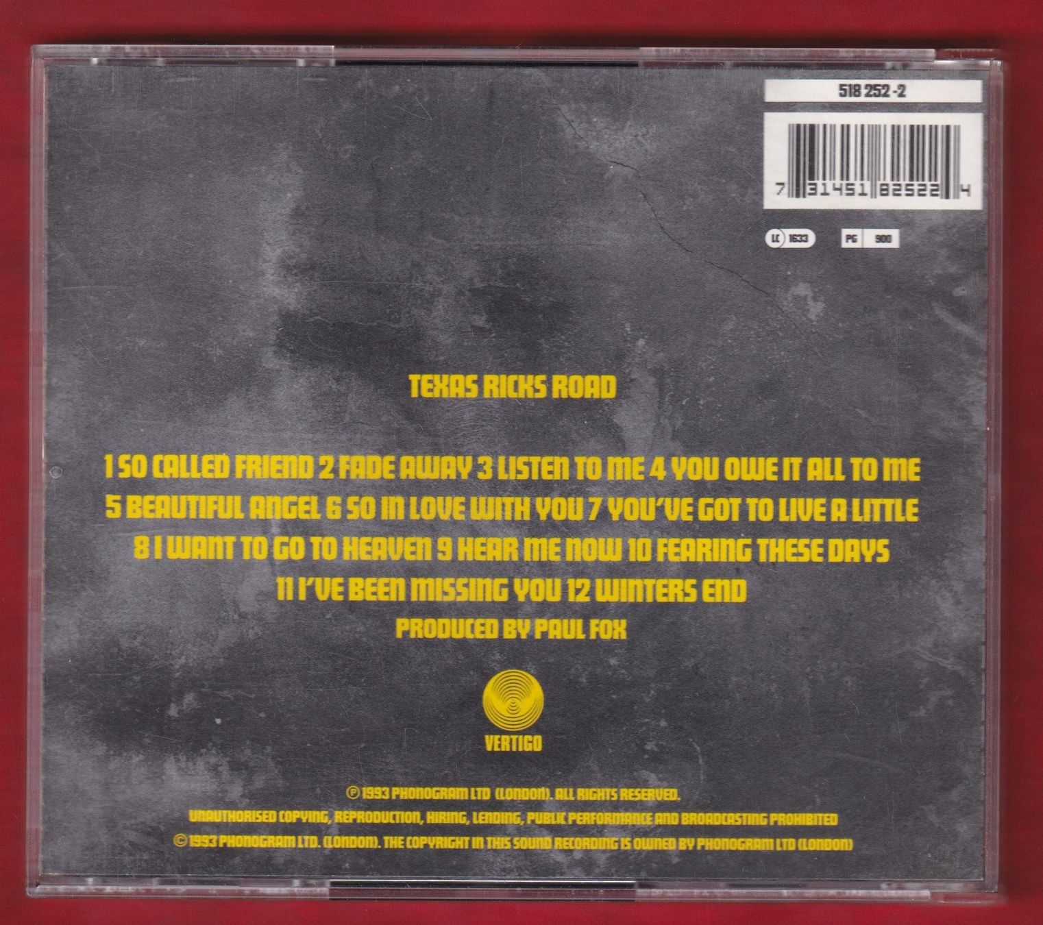 CD: Texas - Ricks Road (CD) – Usato da Zürich venduto da Pfluftl2000 1