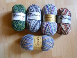 4 x 100 Gr. Sockenwolle  plus 100 Gramm 1 Knäuel  Gratis Nr7