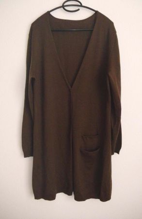 Merino-Feinstrick - Longjacke, Braun, Gr. 48 *Niederberger*