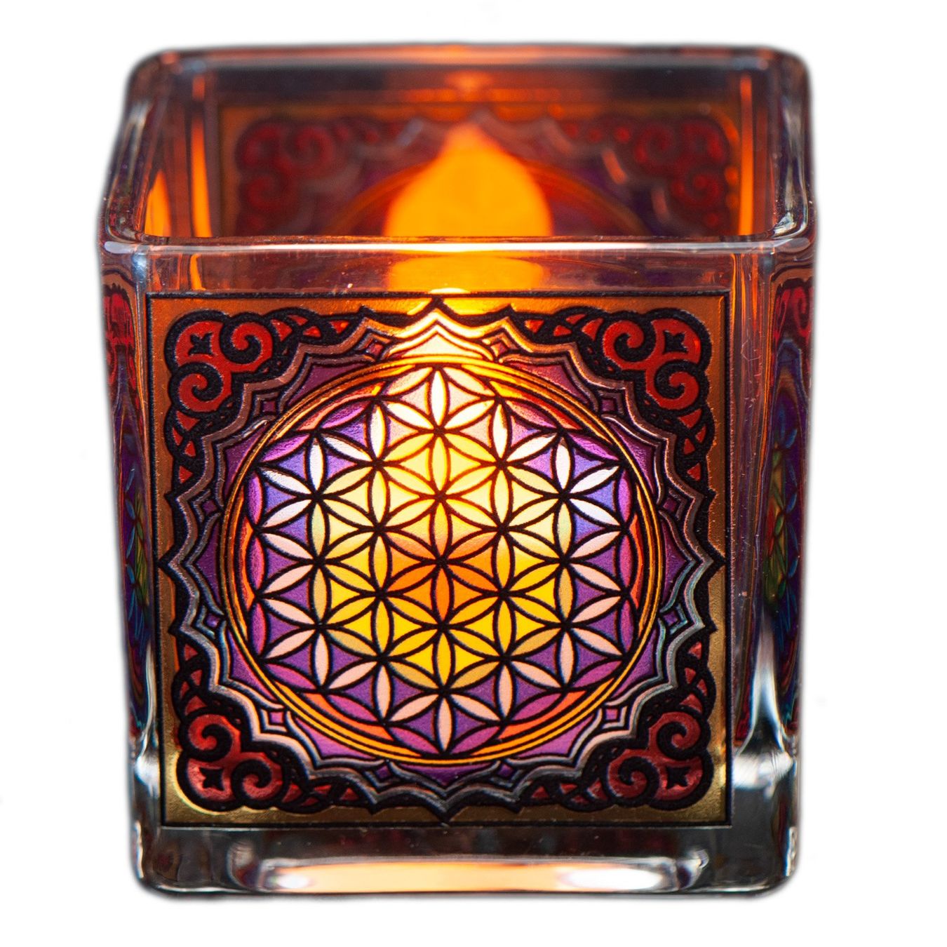 Kerzenständer: Teelichtglas - Blume des Lebens – Neu und originalverpackt aus Mauren von Yeelen 1