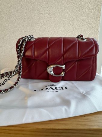 COACH red quilted tabby shoulder bag with silver hardware