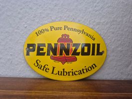Emailschild Pennzoil Tanksäule Zapfsäule Logo Emaille Schild