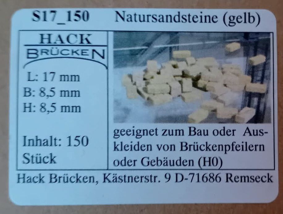 Modelleisenbahnen: Hack: Natursandstein gelb – Neu und originalverpackt aus Steinhausen von Vilivinili