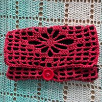 Hübsche Häkeltasche, Rot / Schwarz, aufwändiges Unikat