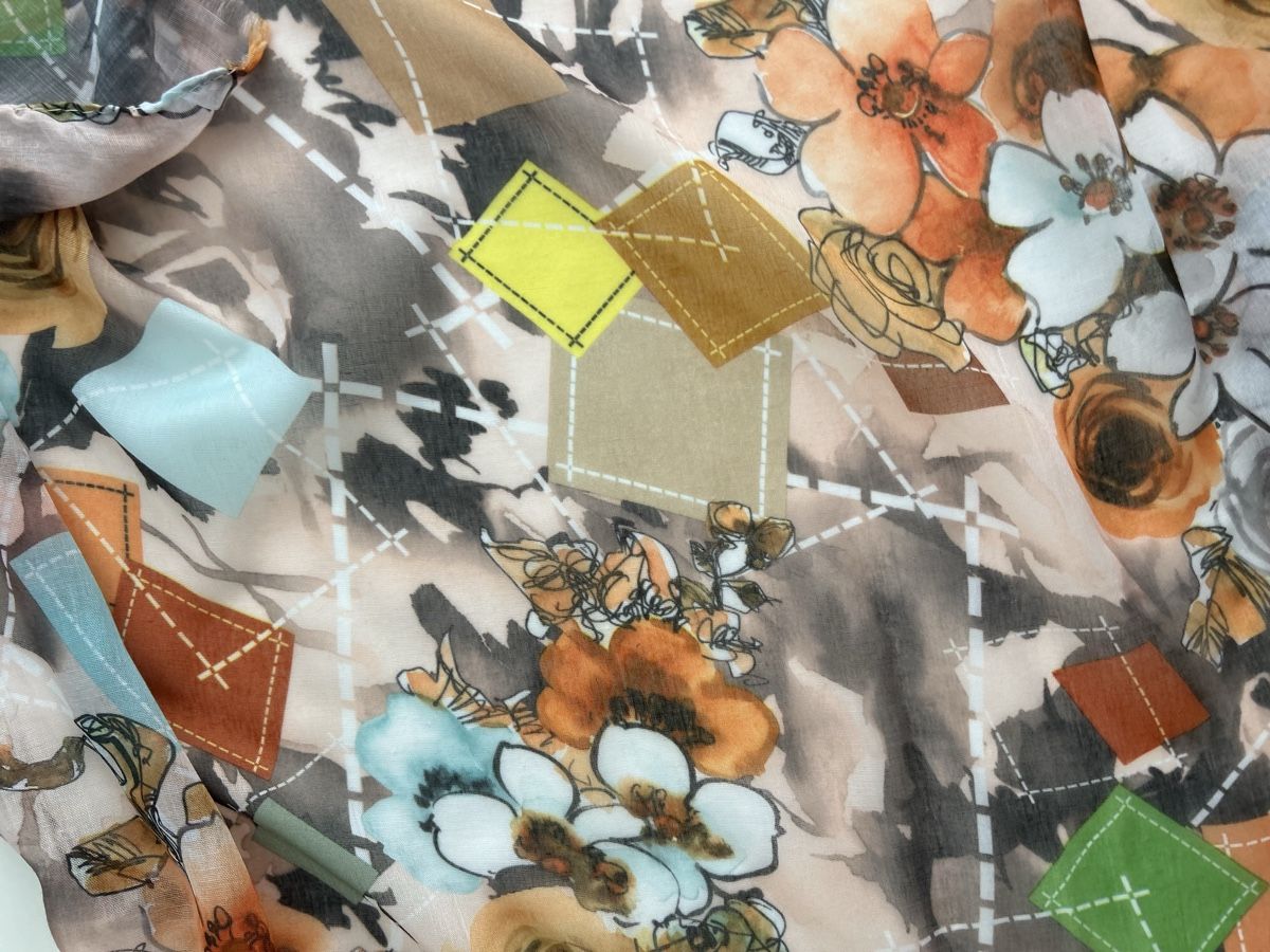 Foulards, Tücher & Schals: Viscose Scarf Floral Print Diamond Patchwork pattern  – Neu (gemäss Beschreibung) aus Saland von ele_vc96 1