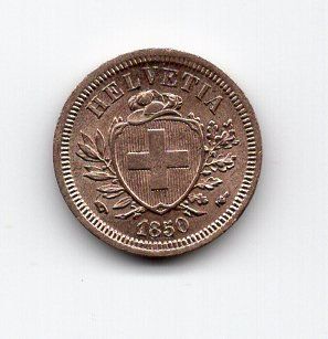 Tutti le monete: (1590) CH, 1 Rappen 1850, Super, stgl – Usato da Rüthi (Rheintal) venduto da erdnuessli1 1