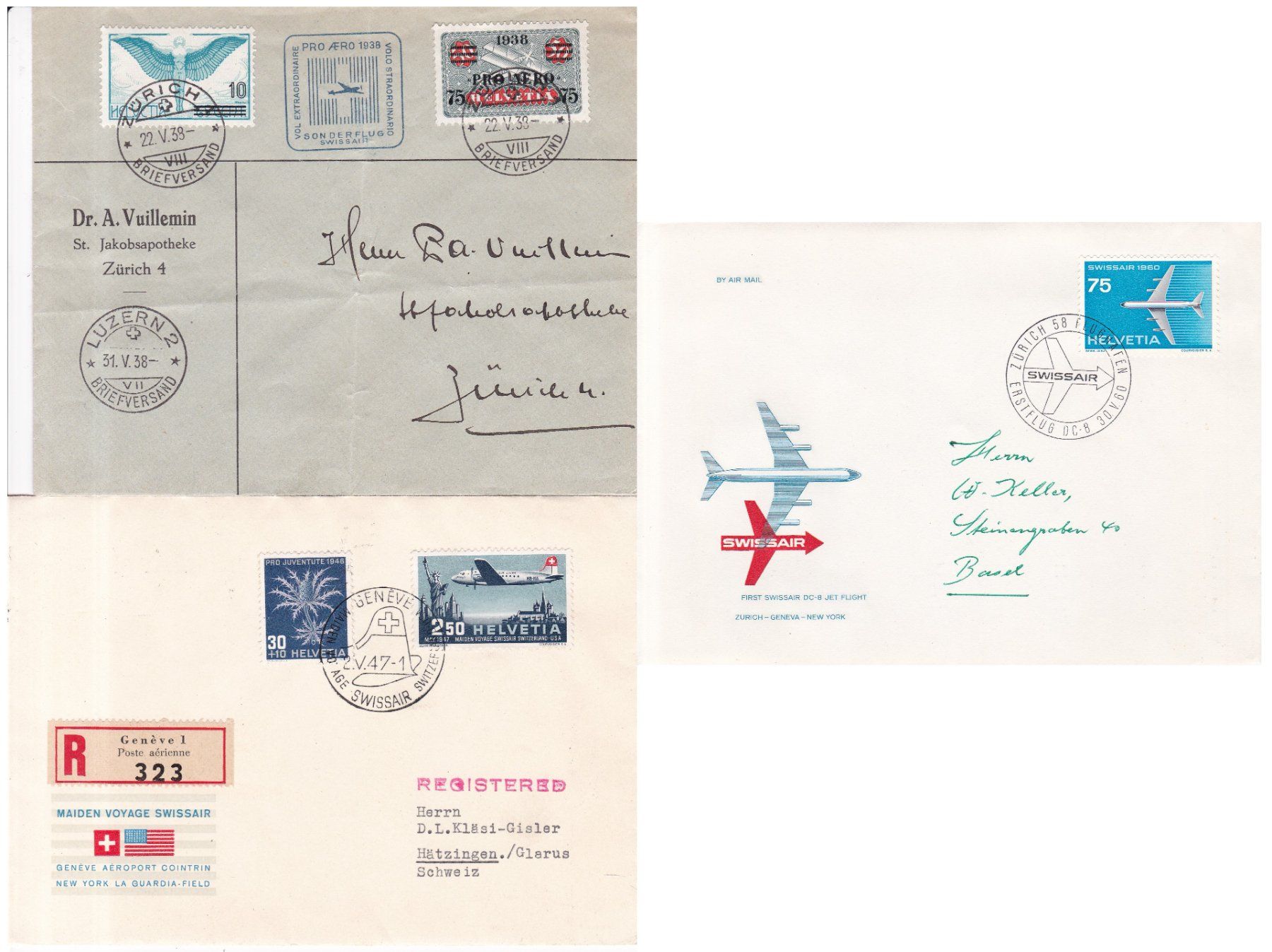 Alle Briefmarken: CH Flugpost Briefmarken & 6 Briefe ab 1923 – Gebraucht aus Münchwilen AG von Nesar 2