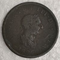 Britische Halfpenny-Münze aus dem Jahr 1806