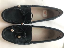 Marineblaue Wildleder Mokassins, Gr. 39