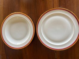 Elegante Servizio di Porcellana Limoges bordo rosso e oro