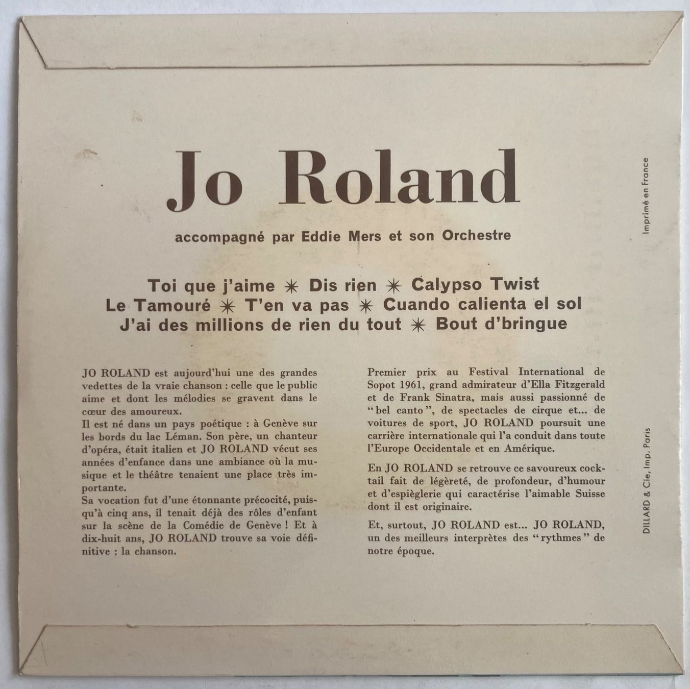 Dischi in vinile: JO ROLAND - JO ROLAND – Usato da Poliez-Pittet venduto da Newtown-Records 1