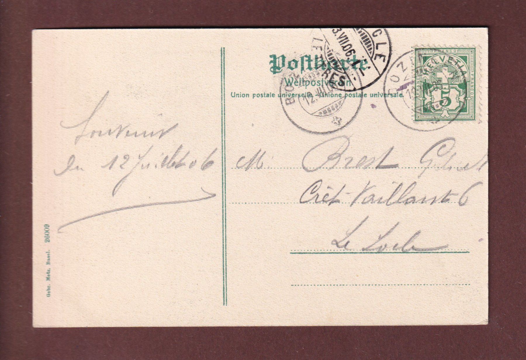 Cartoline postali: BIEL - Taubenloch - 1906 – Usato da Pully venduto da nicecards 1