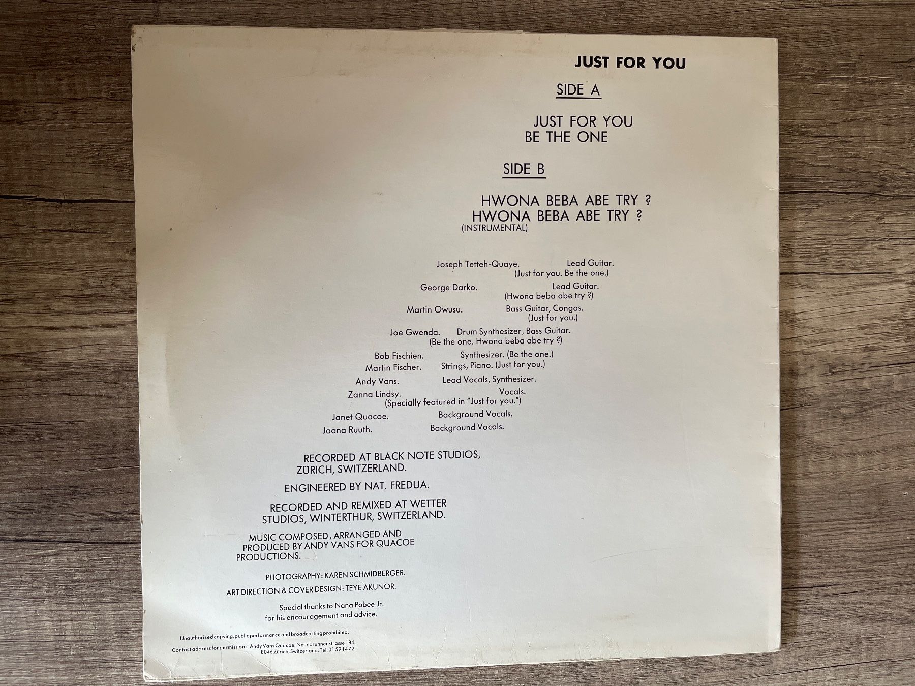 Dischi in vinile: A269/Andy Vans - Just For You – Usato da Frutigen venduto da Philippe_jsp 1