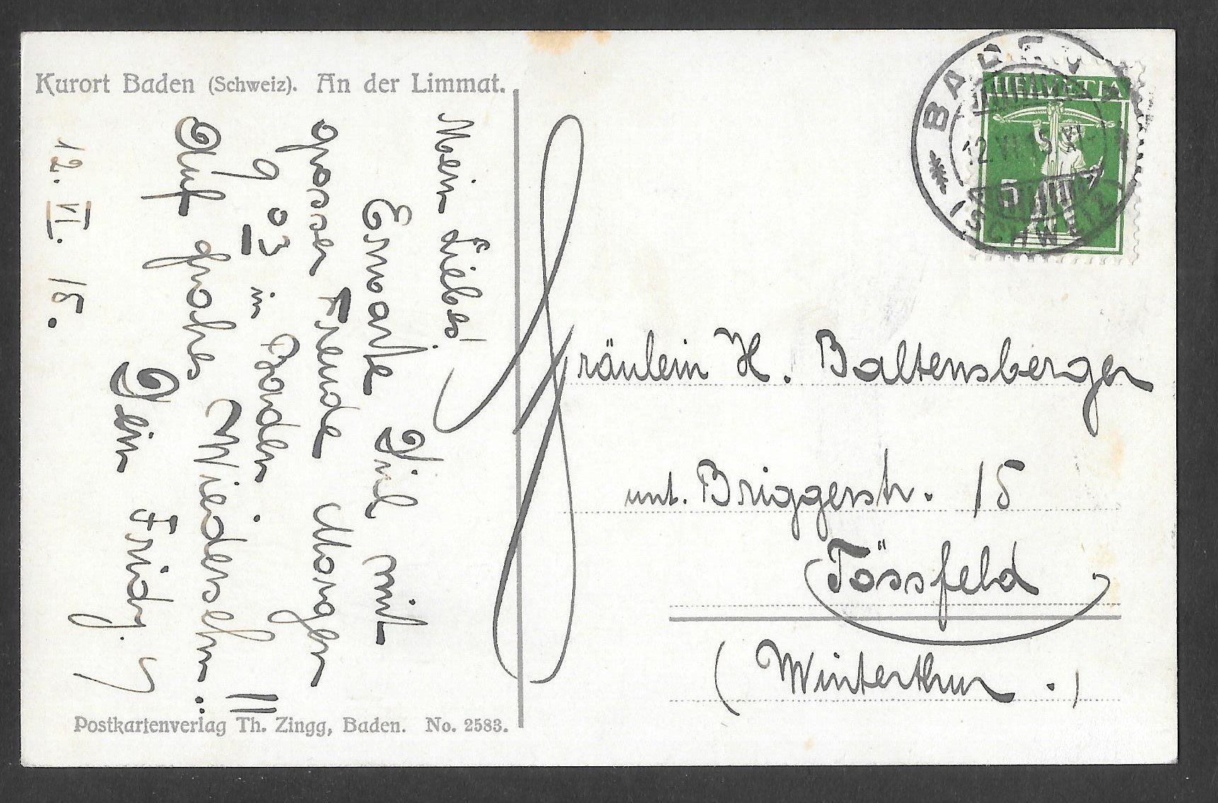 Cartoline postali: Baden An der Limmat – Usato da Olten venduto da clotaldi 1