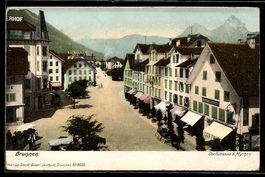AK Brunnen, Dorfstrasse und Mythen, 1907