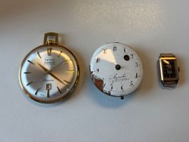 Set von drei Uhren (2x Taschenuhr, 1x Armbanduhr) - antik