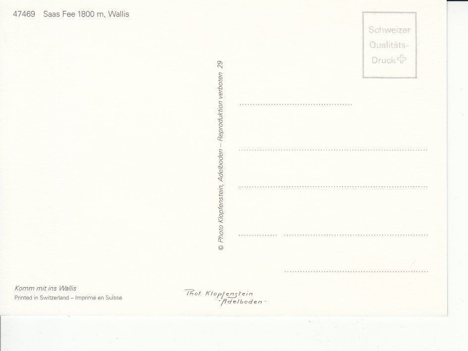 Cartoline postali: Saas Fee 2 um 1995 – Usato da Bürglen TG venduto da StampGraf 1