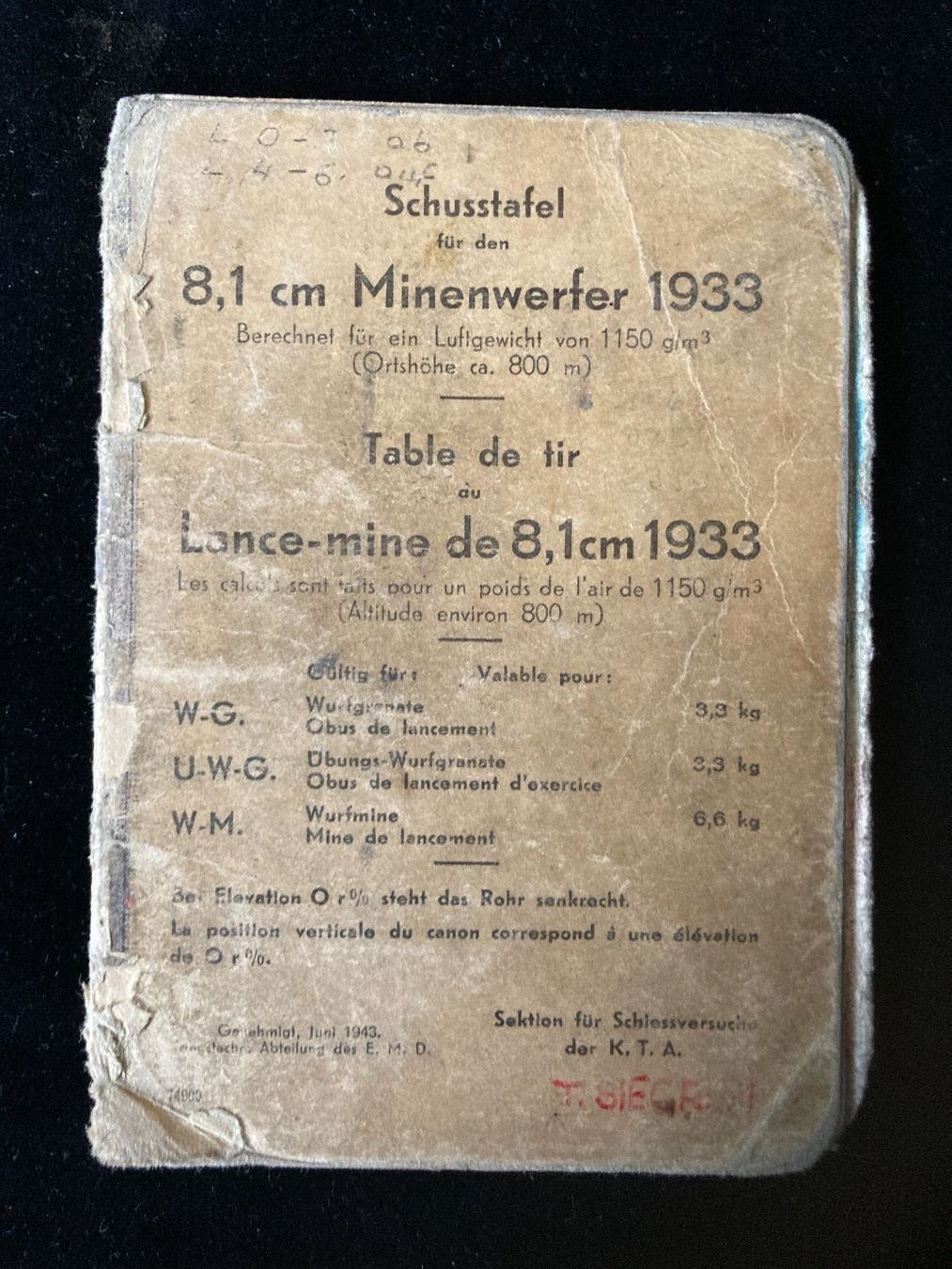 Documents: Militär-Büchlein: Minenwerfer 1933 – D'occasion à Zürich par Chaeffeler