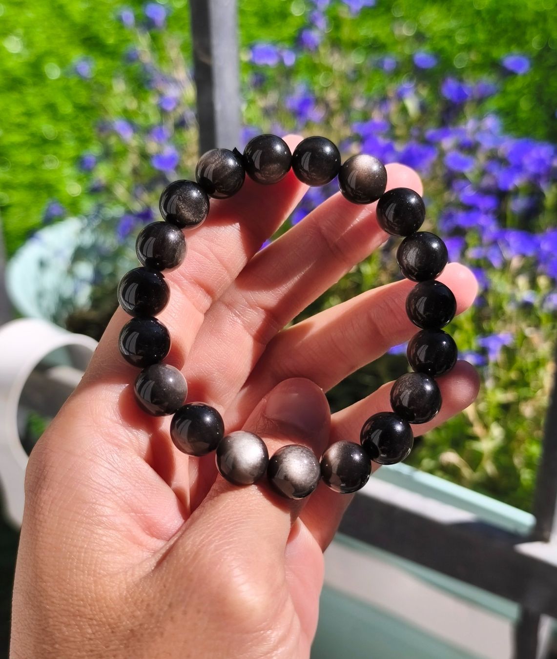 Bracciali & Braccialetti: Bracelet en Obsidienne Argentée 10mm – Nuovo (secondo la descrizione) da Ursy venduto da tan_8qdl 1
