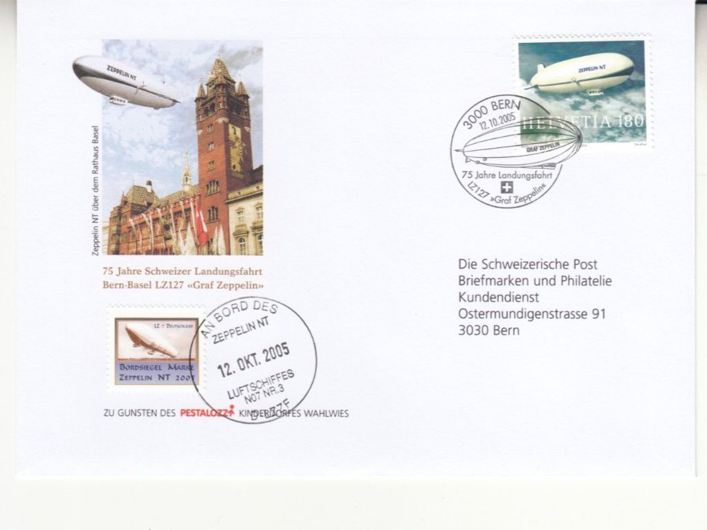 Tutti i francobolli: SLH SF 2005.3a Graf Zeppelin Bern-Basel – Usato da Bürglen TG venduto da StampGraf