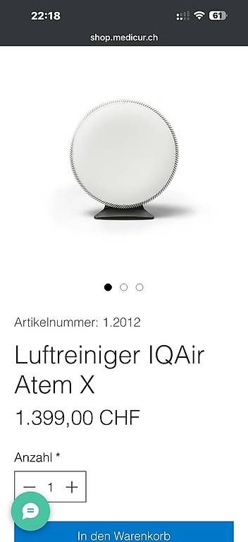 Purificatori d'aria: IQ Air Atem X Luft Filter  – Usato da Glarus venduto da jacques92