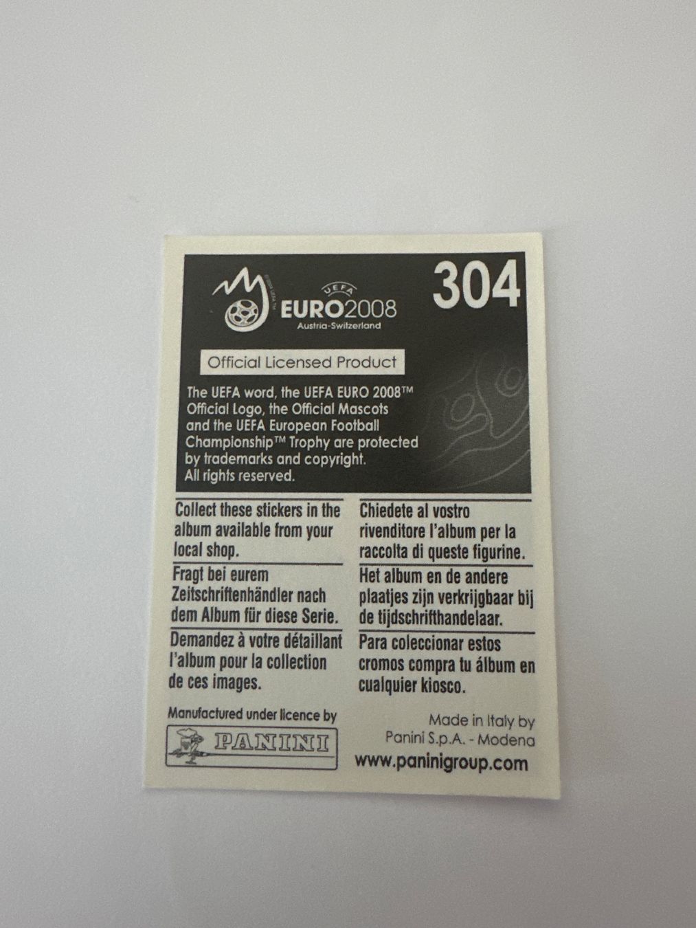 Panini Cartes à collectionner: Panini UEFA EM 2008 Sticker - Nr. 304 – D'occasion à Sulz AG par DealWerk 1